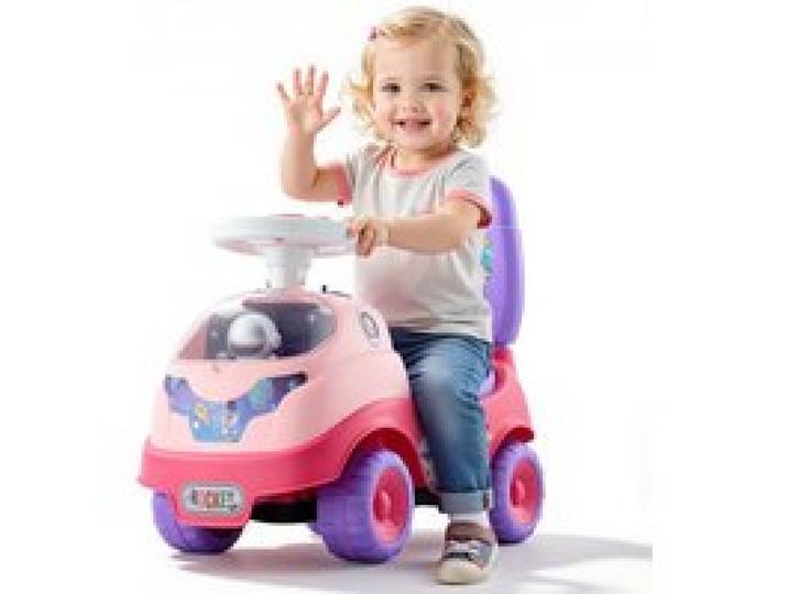 VEVOR Rutschauto, Rutscher für Kleinkinder, Rutschfahrzeug mit Hupe und Musik, 22 kg Tragkraft, Stauraum unter dem Sitz, Lauflernhilfe für Kleinkinder von 19 bis 36 Monaten, Rosa