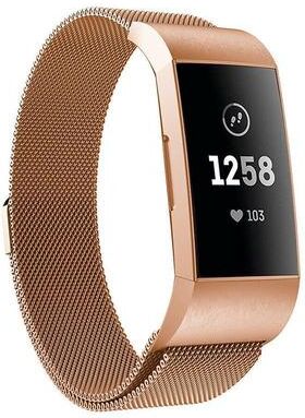 Inspired Deals Fitbit Charge 4 Band Magnetic Milanese Stainless Steel Replacement Watch Strap For Charge 3 rose Gold