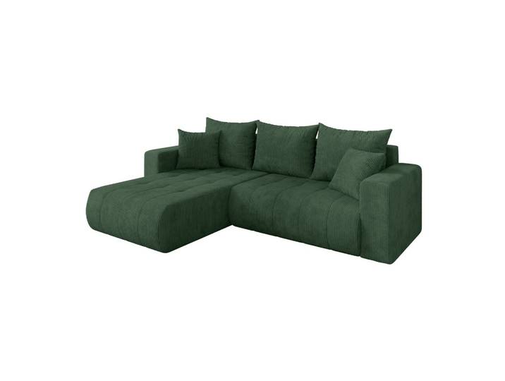 ECKSOFA mit Schlaffunktion Ottomane Links MILA-L 277x194x86 Grün Cord