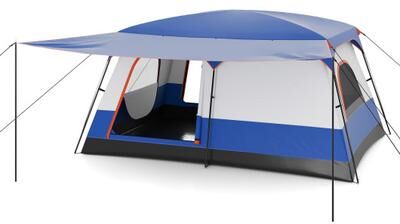 Costway 8-10 Person Camping Tent with Double Rooms and 2 Doors-Navy
