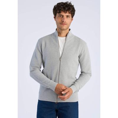 Cardigan LINDBERGH "Cardigan Relaxed Fit", Herren, Gr. XL, grau (grau mel), Obermaterial: 60% Baumwolle, 40% Polyester, Strickjacken