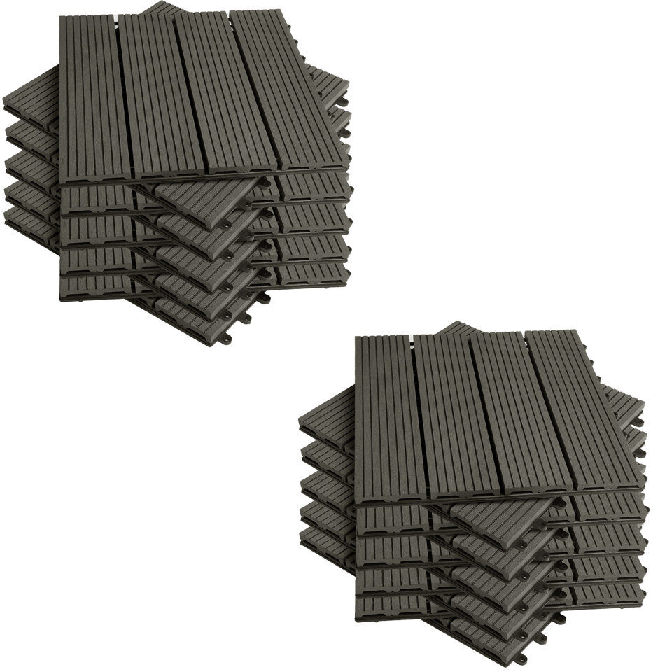 17 Stories 30cm x 30cm wood-effect Gurleen made of plastic/wood Grey 30cm W X 30cm L