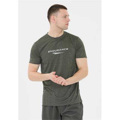 Funktionsshirt ENDURANCE "PORTOFINO", Herren, Gr. XL, grün (dunkelgrün), 100% Polyester, bedruckt, meliert, normal, Rundhals, Shirts Funktionsshirt, mit praktischer Quick Dry-Technologie