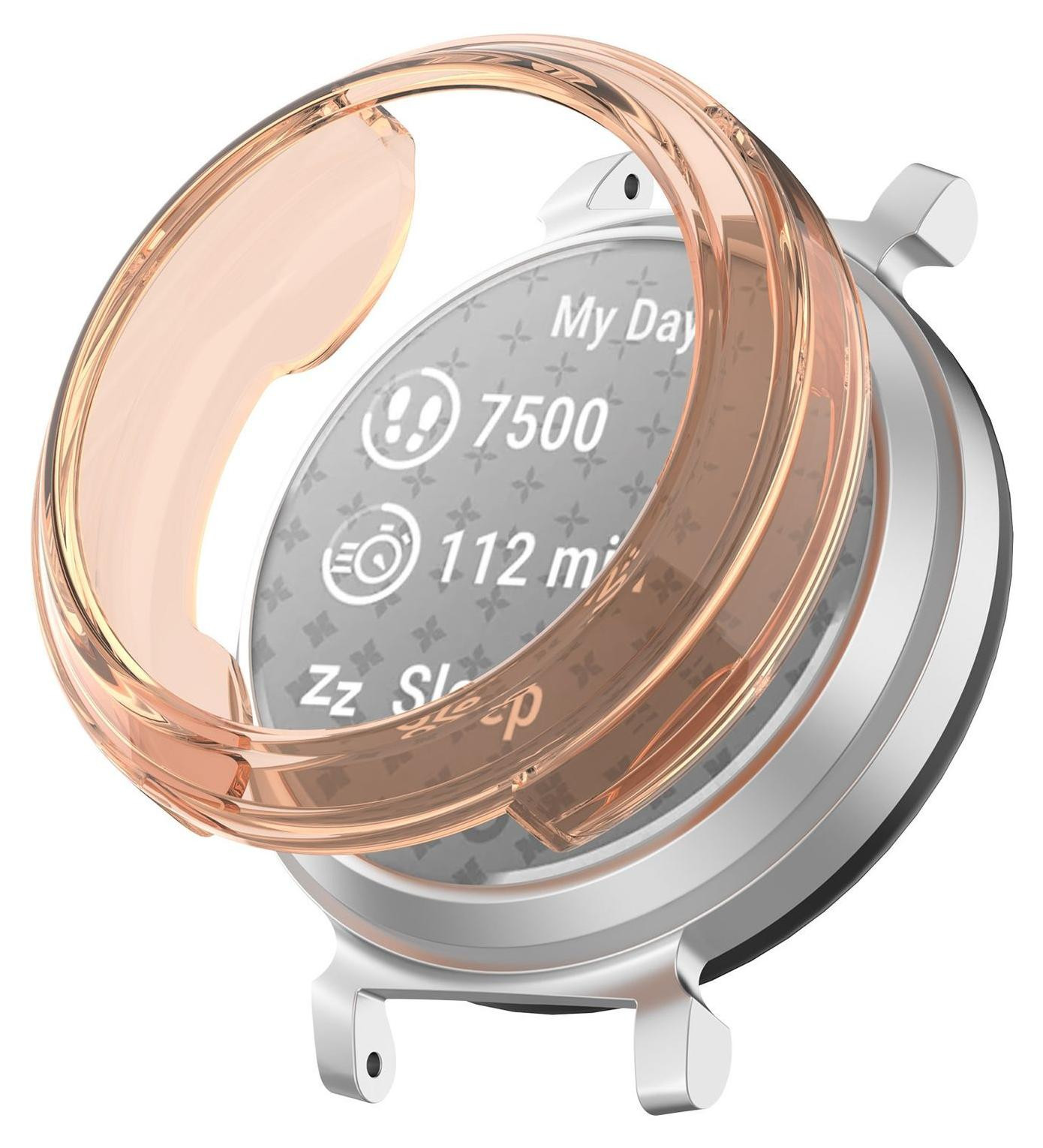 Wigento TPU horlogekast voor Garmin Lily 2, transparant/roze