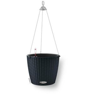 Lechuza Blumenampel NIDO Cottage 28 graphitschwarz, Ø 27 x H 23 cm, Kunststoff, Erdbewässerungssystem