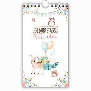 Trötsch Geburtstagskalender 52400N Waldfreunde, jahresunabhängig, 1 Monat auf 1 Seite, 11 x 20 cm