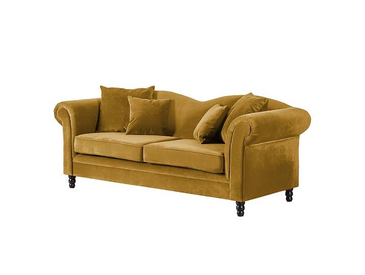 3-Sitzer Sofa Gelb/Senfgelb Stoff Chepi 213 x 84 x 79cm Glamour