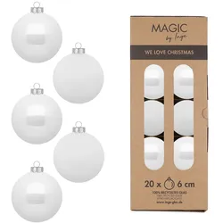Christbaumkugeln Weihnachtskugeln Glas Ø 6 cm 20 Stück pure white