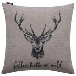 David Fussenegger Kissenhülle Silvretta 'Alles halb so wild' 50 x 50 cm Schlamm- Beige