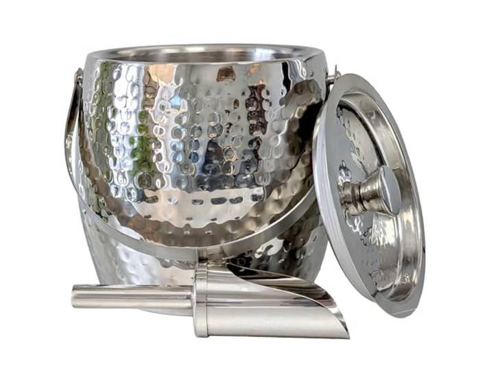 BREKX 3 QT Isolierte Eiskübel für Partys mit Deckel und Schaufel – Eisberg verankerter Weinkühler Champagnereimer für Cocktailbar, Metalleimer mit Deckel, nicht schwitzend