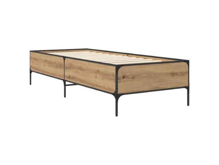 KTHLBRH Bettgestell Eiche Handwerk 80 x 200 cm Technisches Holz, feste Lattenroste, verjüngte Beine, einfache Montage