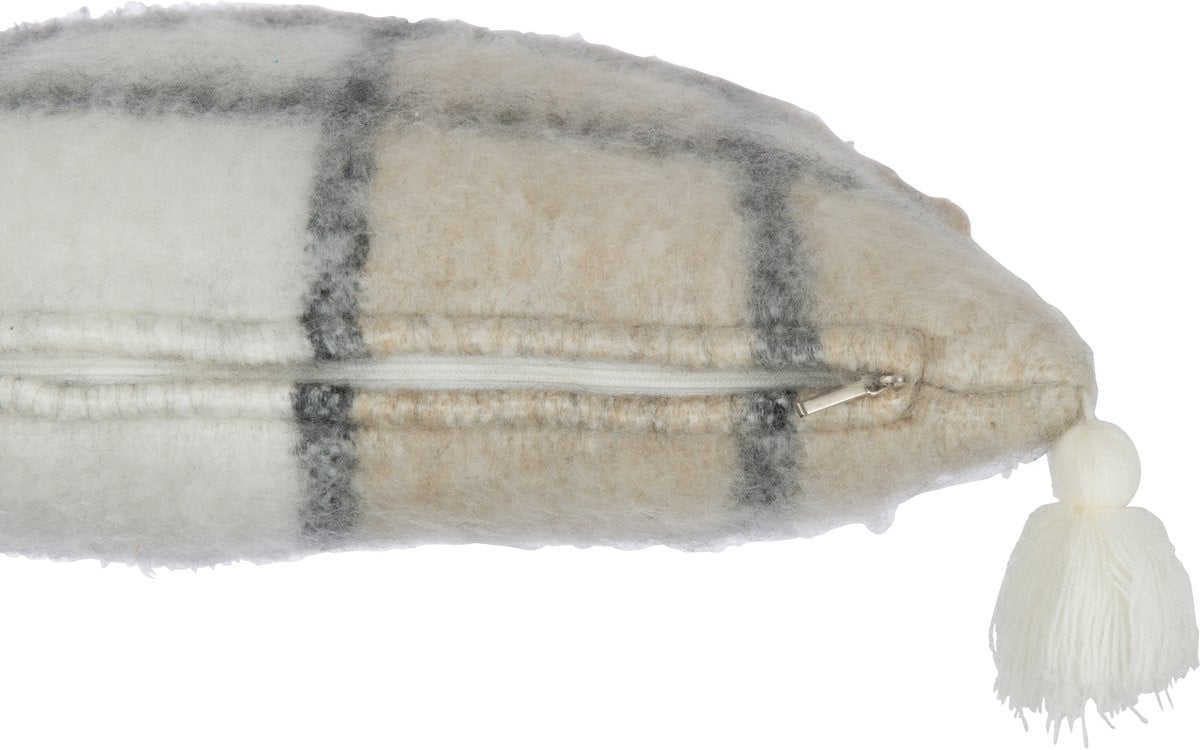 J-Line kussen Pompom beige polyester