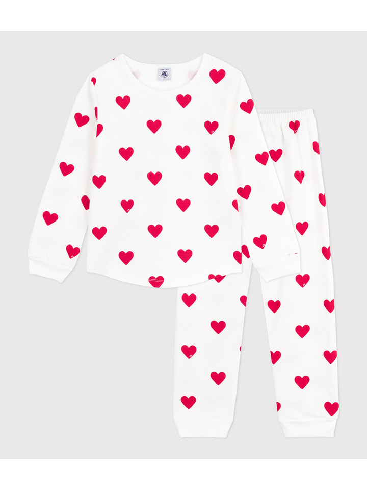 PETIT BATEAU Pyjama in Weiß/ Rot - 116