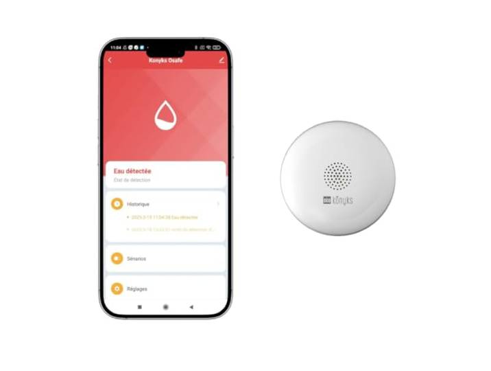 Détecteur de Fuite d'eau et d'inondation - KONYKS - Osafe - Connecté - WiFi - 2.4 GHz