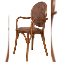Biscottini Restaurantstühle aus Holz und Kunstleder 45x47x96 - Kunstledersessel mit Armlehnen fürs Schlafzimmer - Gepolsterter Sessel fürs Wohnzimmer