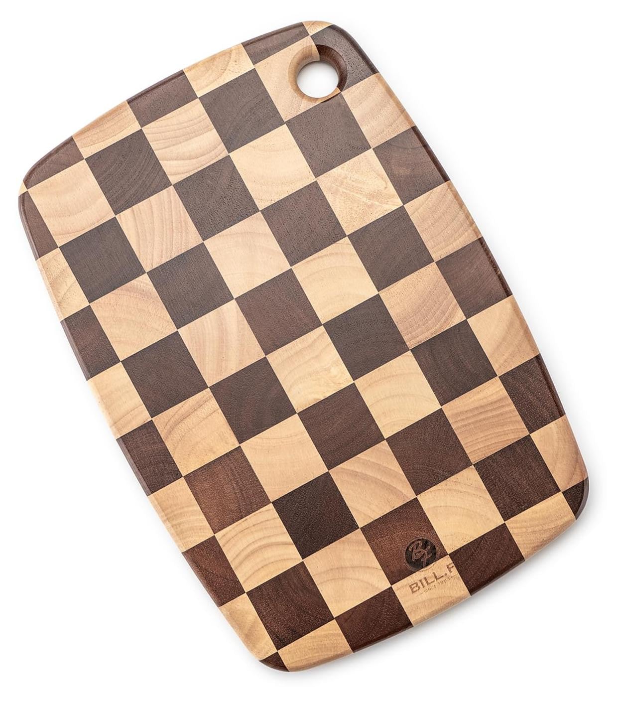 Dripio Acacia houten snijplank met schaakbordpatroon, B: 43 cm, D: 30 cm, H: 5 cm