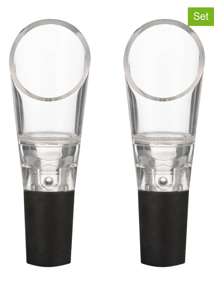 VINERS 2er-Set: Weinbelüfter in Silber/ Schwarz - (L)31 cm - onesize