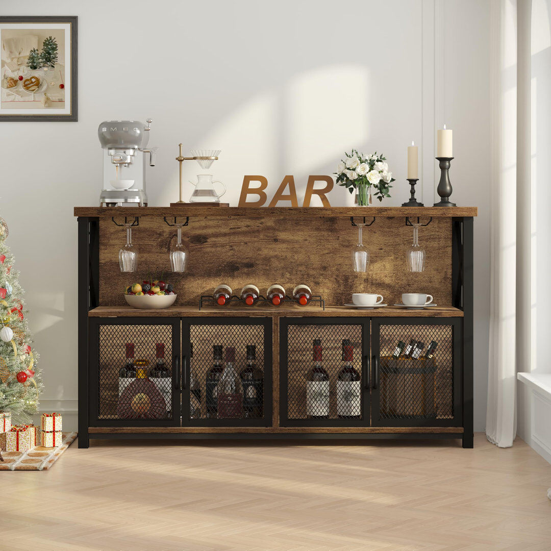 Rio 34 cm Iron Bar Cabinet Bar Cabinet Rustic Brown 76cm H X 120cm D X 34cm L
