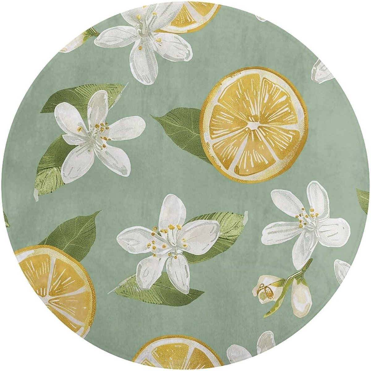 Wasbaar decoratief vloerkleed met bloemenmotief in geel voor de woonkamer, keuken of badkamer