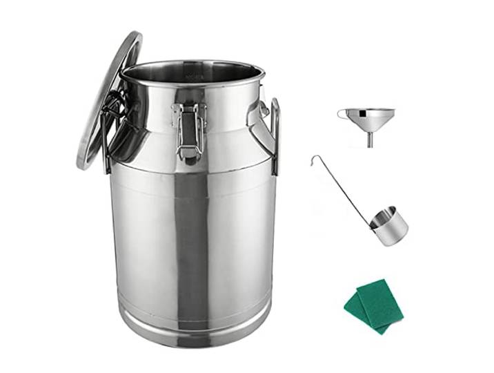 WSHA Edelstahlfass versiegelter Tank MilchkanneTransporteimer Tote Krug mit versiegeltem Deckel zur Frischhaltung,60L(38x68cm)