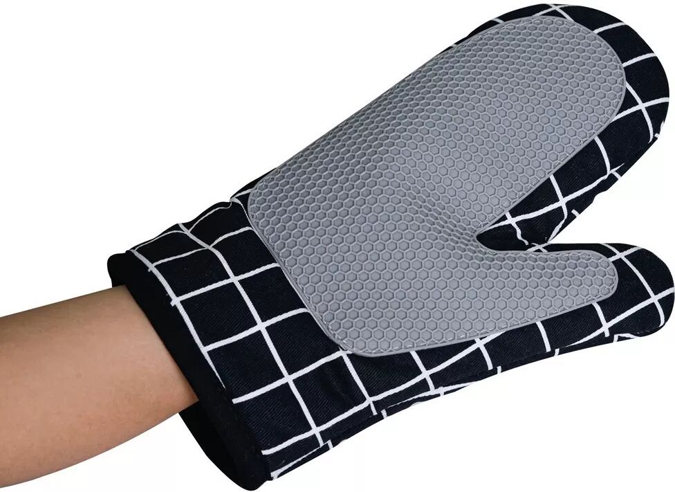 INF Quadratische Silikon-Ofenhandschuhe: Hitzebeständige, rutschfeste Küchenhandschuhe (1 Paar) Schwarz