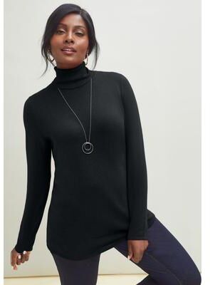 Plus Size Women's Carefree Cashmere Turtleneck by Jessica London in Black (Size 12) Sweater