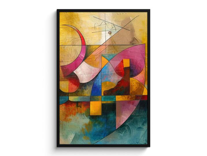 MuchoWow Poster MIT Rahmen Kunst - Abstrakt - Modern Bilderleiste 80x120 cm, Gelb, Papier, Rechteckig, 80x120 cm, gerahmt, Bilder & Rahmen, Bilder