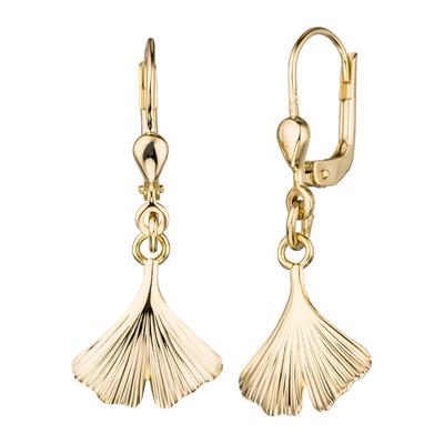 Paar Ohrhänger JOBO "Ginko", gelb (gelbgold 375), Ohrringe, Damen, Gelbgold 375, 375 Gold