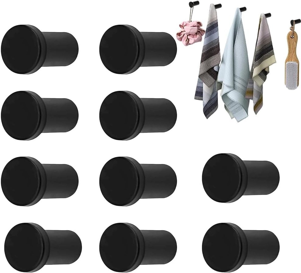 Set van 10 ronde wandhaken van RVS voor badkamer en kleding, 35mm