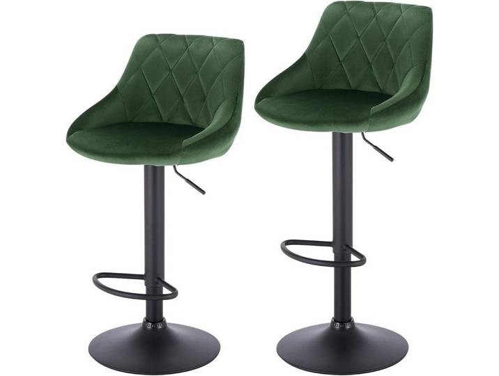 Woltu Barhocker (2 St), höhenverstellbar, drehbar, gut gepolstert, Samt