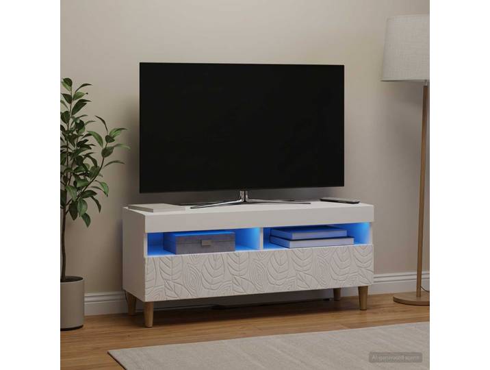 vidaXL LED-TV-Schrank Weiß Holzwerkstoff