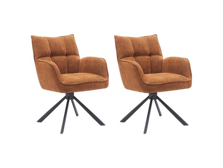 Livetastic Armlehnstuhl-Set Marilla, Rost, Sternfuß, 59x86x65 cm, Sitzfläche 360° drehbar, automatische Rückholfunktion, gepolsterte Armlehnen, Esszimmer, Stühle, Esszimmerstühle, Esszimmerstühle-Set