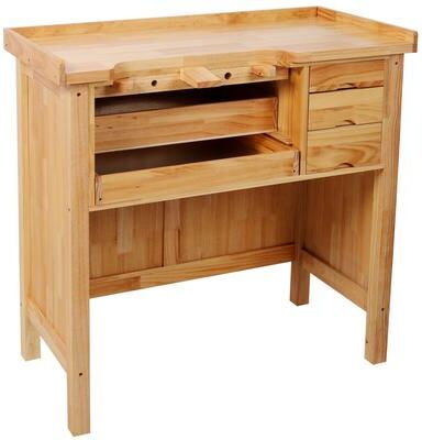 Aura Solid Wood Craft Desk Jewelry Workbench with Spacious Storage Drawers