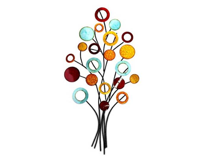 GILDE Wandreliëf wand decoratie - Afbeelding xl - levensboom - meerkleurig van metaal - H 97 cm B 51 cm