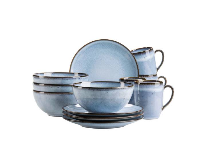 Mäser Frühstücksservice Smoky'S; Blau, Keramik, 12-teilig, Made in Europe, Essen & Trinken, Geschirr, Geschirr-Sets, Kaffeeservice