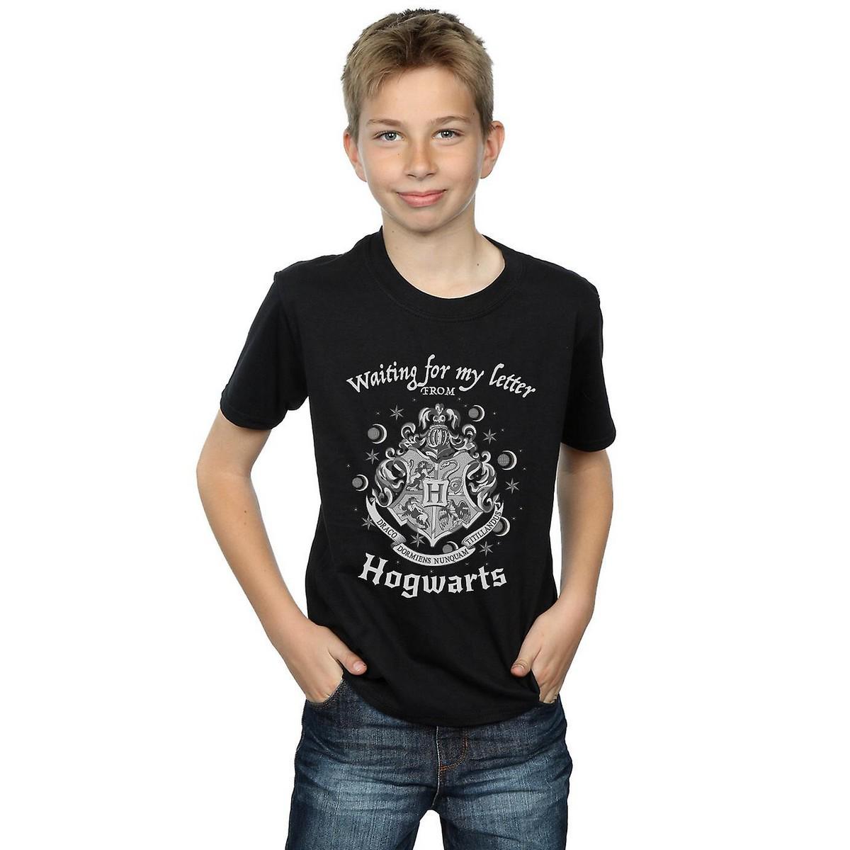Harry Potter Jongens Wachten Op Mijn Brief Hogwarts Katoenen T-Shirt (Zwart)