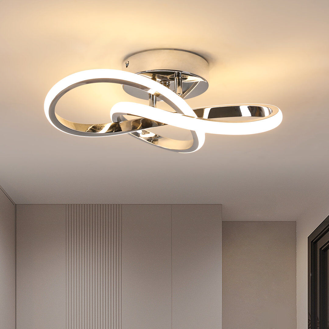Metro Modern 25cm Chrome Clover LED Flush Mount Ceiling Light Chrome 10cm H X 25cm W X 25cm D