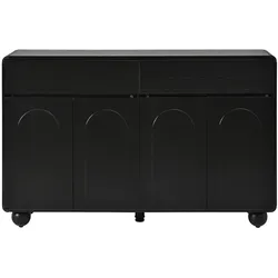 STILVORA Sideboard aus PB und MDF, Schwarz, 140x38x89 cm, mit 2 Schubladen