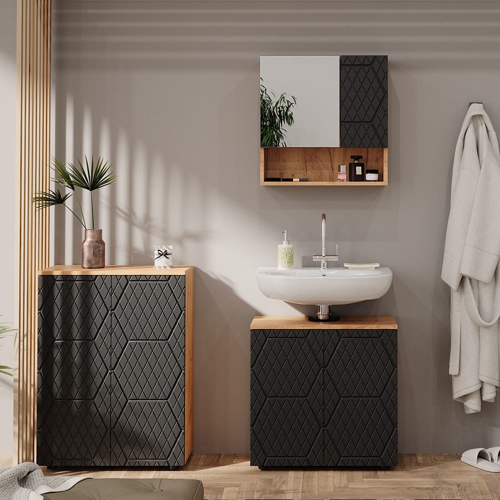 Vicco Armoire midisch anthracite avec structure en nid dabeille 60x81cm Gris 60x81x30cm