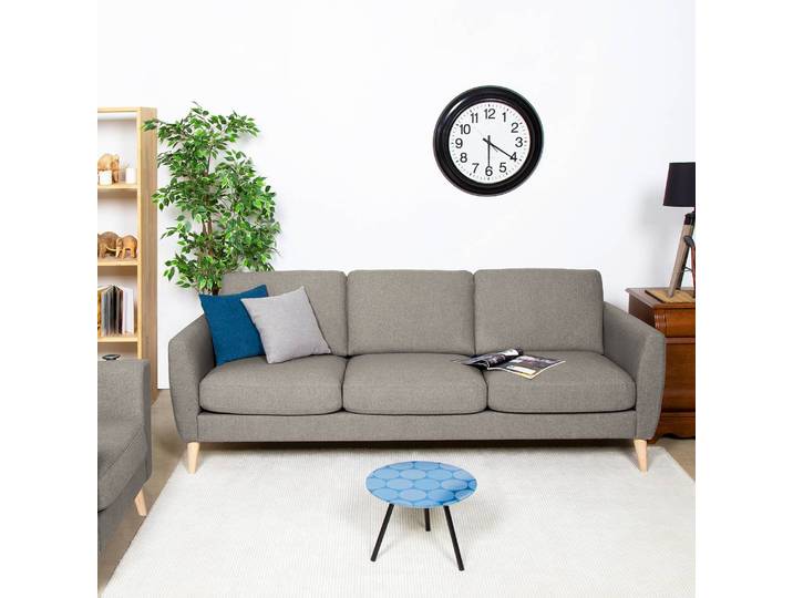 Canapé Kustavi 3 places Beige/Beige Tissu structuré 225 x 80 x 86cm Scandi
