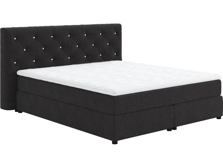Boxspringbett, 100% Polyester, Schwarz, 164×220 cm, Mit Strasssteinen, Cotta
