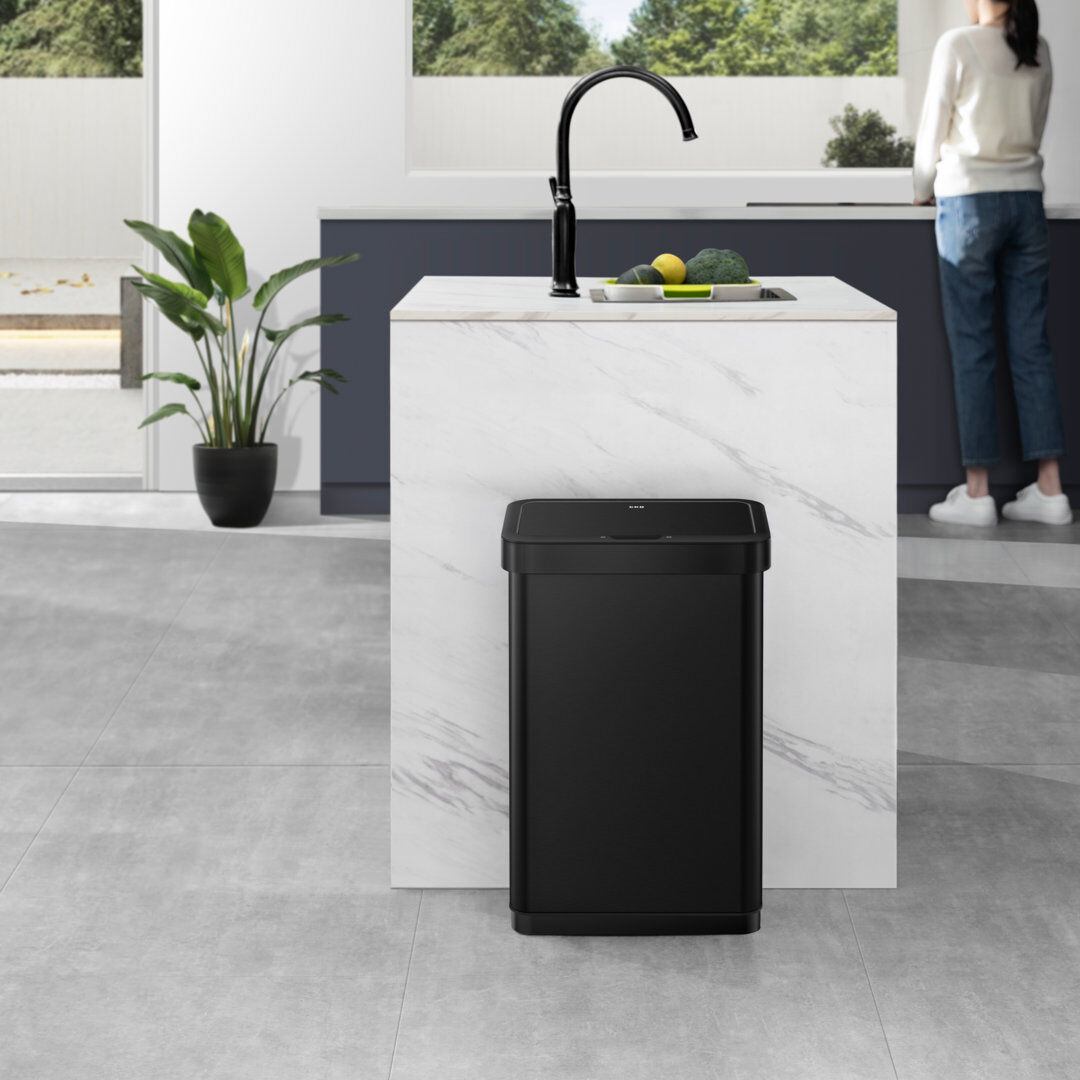 EKO Stainless Steel Motion Sensor Kitchen Trash Can - 50L Black 50L