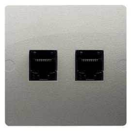 Kontakt Simon Computersteckdose Simon Basic doppelt RJ45 Kat. 5e satiniert (BMF52.02 (WMUK-0520F2-H011)