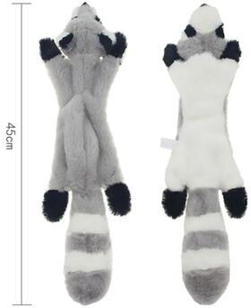 Uplift Essentials Mess Free Stuffingless Plush Squeaky Dog Toy raccoon
