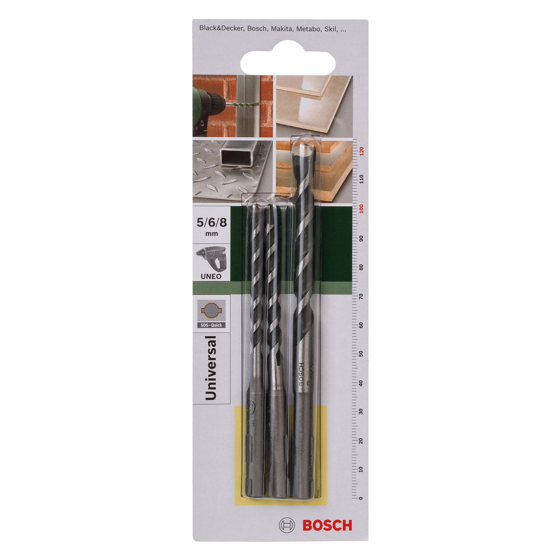 Bosch Zubehör Mehrzweckbohrer-, Universalbohrer-Set, 3-teilig, SDS quick, 5 - 8 mm (2609256918)