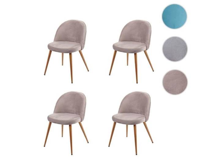4x chaise de salle à manger MCW-D53 en velours gris brun