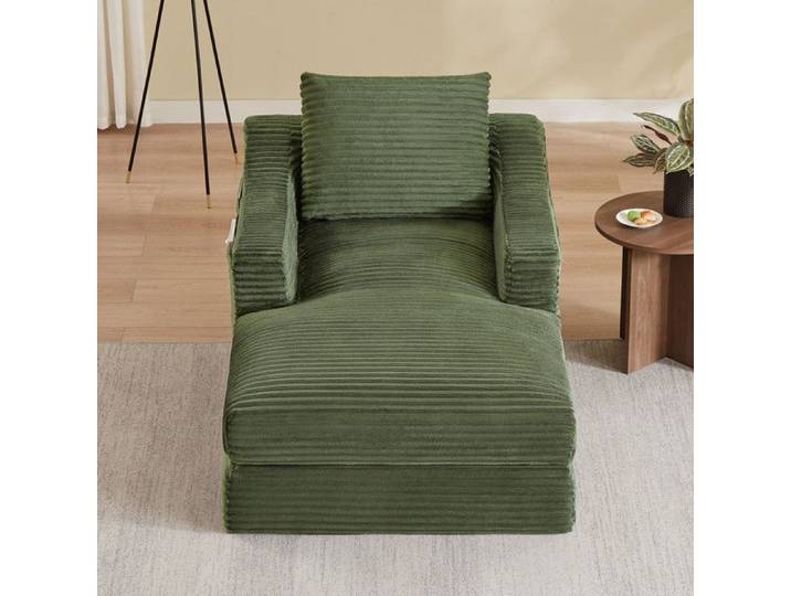 Canapé simple velours côtelé canapé de loisirs pour salon conception double couche peut être agrandi en un canapé-lit Mousse Vert