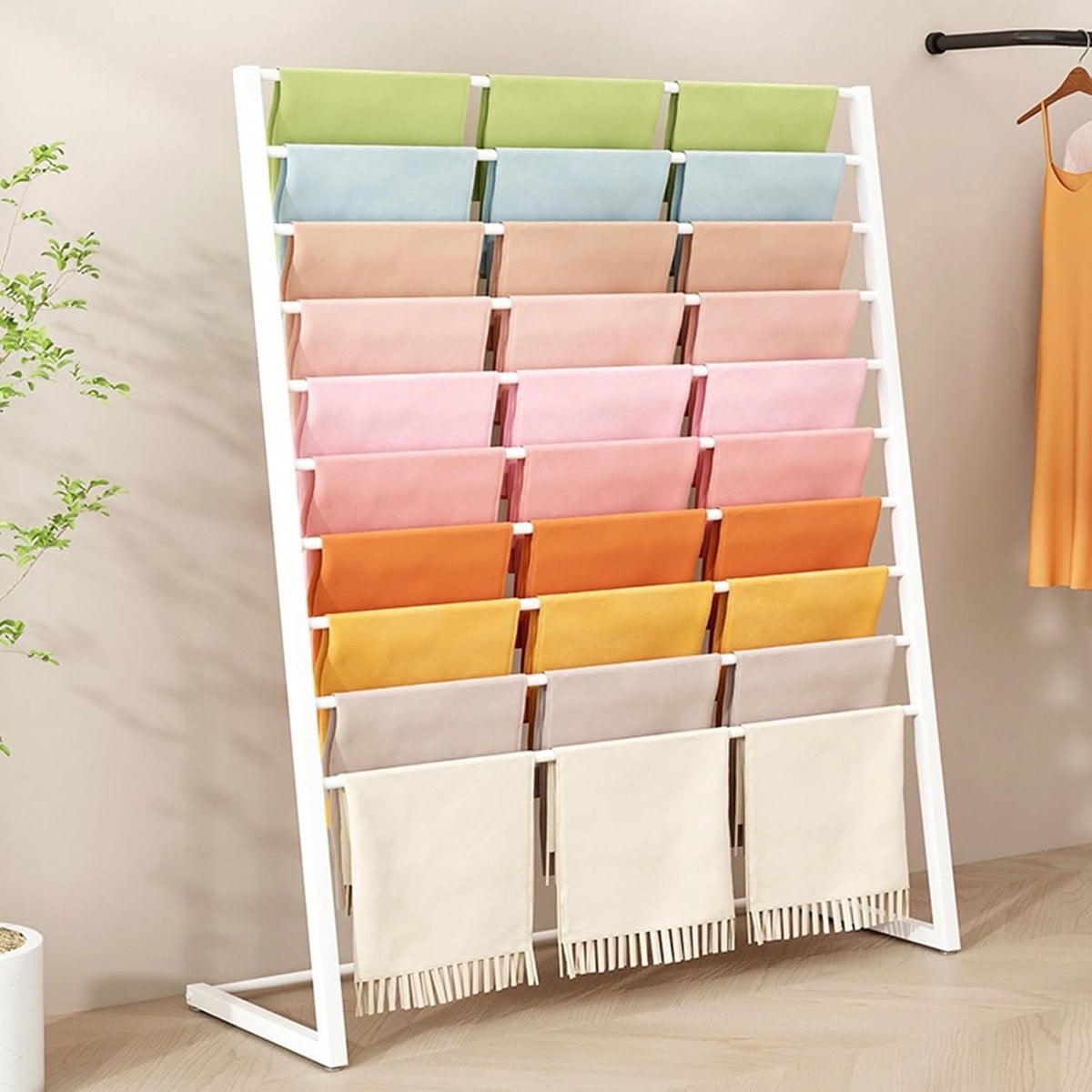 Sjaal Display Rek Wit - Kleding Organizer - Hoogte: 145 cm