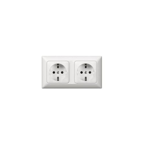 Legrand Creo 2-voudig Schuko stopcontact, horizontaal en vlak, ultra wit