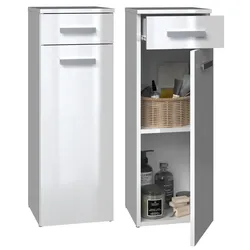 Badezimmer-Hochschrank Nel V DS WEISS HOCHGLANZ